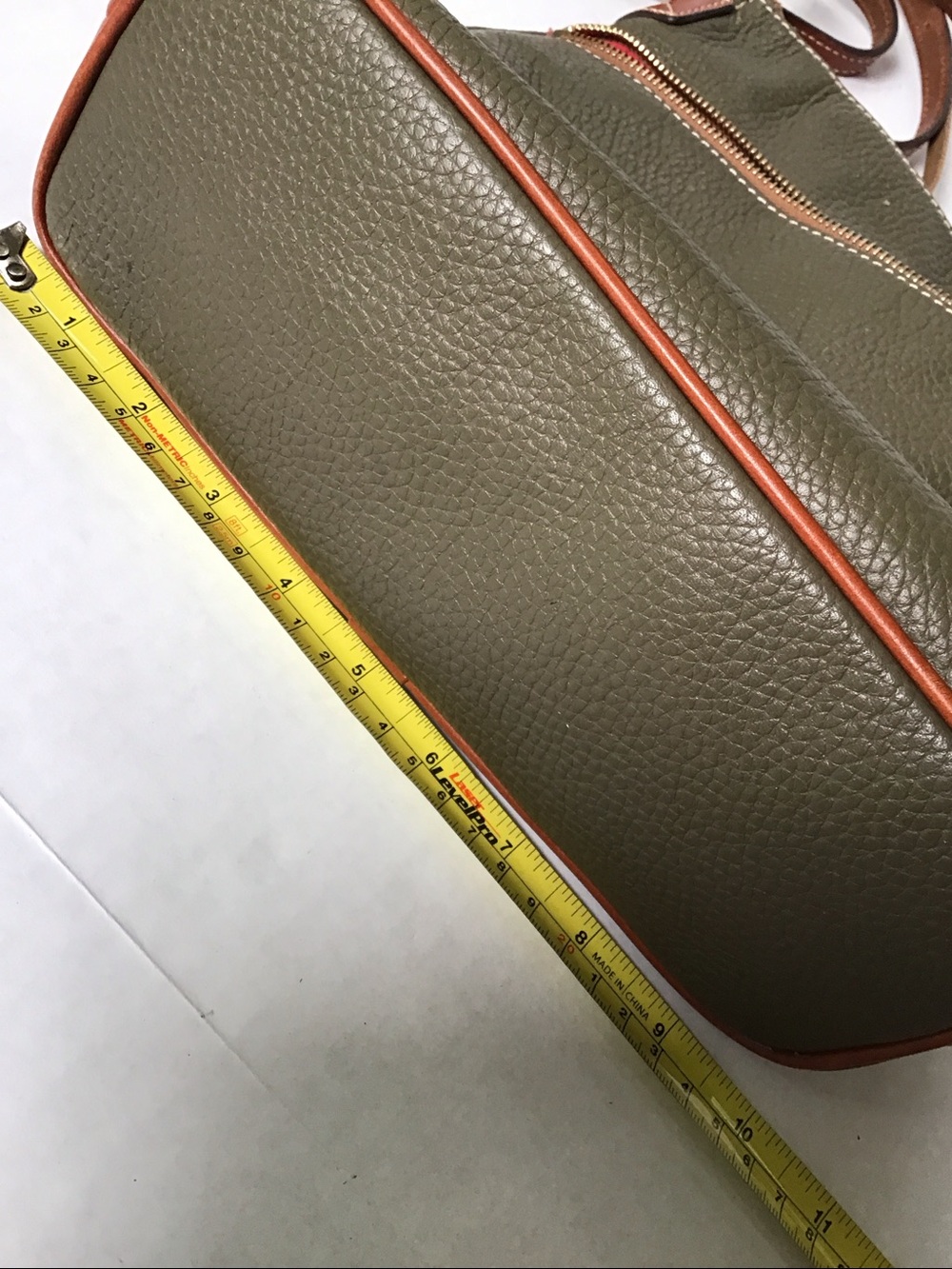 Dooney & Bourke Green Pebble Leather Crossbody with Brown Trim - Picture 11 of 14